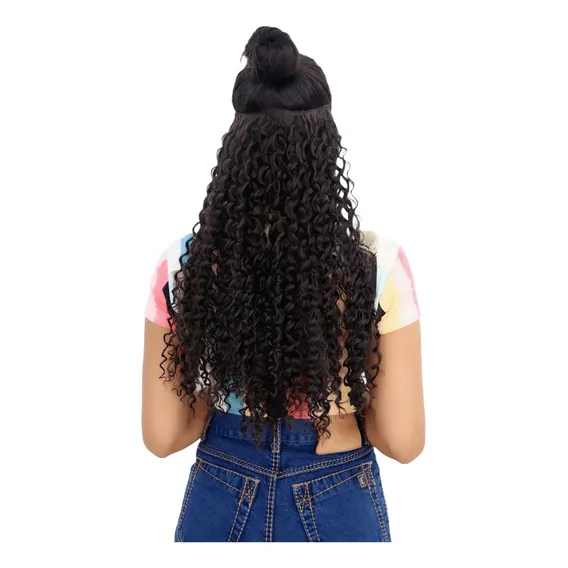 Cabelo Alongamento Aplique Tictac 100%orgânico 60cm Cacheado Cor Castanho Claro Cor 04 Foto 1