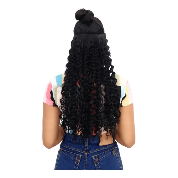 Cabelo Alongamento Aplique Tictac 100%orgânico 60cm Cacheado Cor Castanho Escuro Cor 02 Foto 1