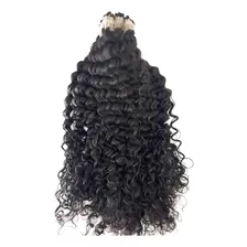 Cabelo humano cacheado 60/65 cm 150 gramas Fios Longos Preto Foto mini  2