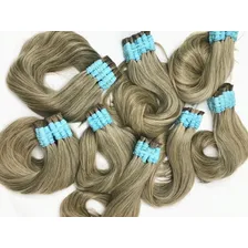 Cabelo Humano Loiro Mesclado Cinza P/mega-hair 65cm/50 Grs Foto mini 4