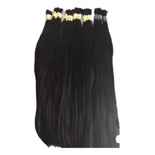 Cabelo Humano Megahair Liso Brasileiro Preto 60/65cm 100gr Foto mini 1