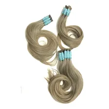 Cabelo Humano Mega/hair Loiro Mesclado Cinza 65 Cm/50grs Foto mini 1