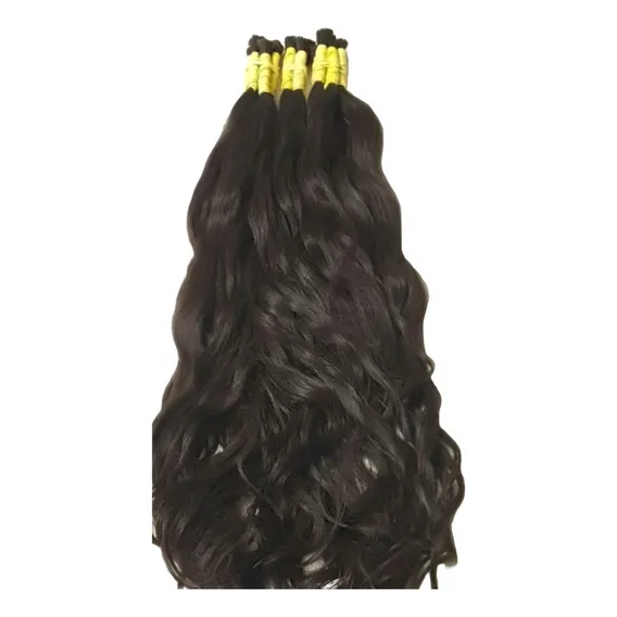 Cabelo Humano Ponta Cheia Liso Ondulado 50/55 Cm 100 Gramas Cor Ondulado Natural Castanho Medio Foto 1