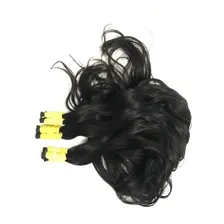 Cabelo humano virgem ondulado reto natural 70 cm 50gr castanho Foto mini 4