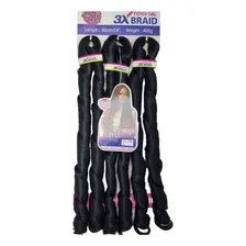 Cabelo Jumbo Liso French Curl Ondulado 400g 60cm Crochet Cor Preto #1 Foto mini 1
