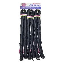 Cabelo Jumbo Liso French Curl Ondulado 400g 60cm Crochet Cor Preto #1 Foto mini 2