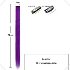 Cabelo Mechas Colorida Aplique Tic Tac 70cm Fibra Japonesa Cor Tic Tac Roxo Foto mini 3