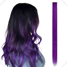 Cabelo Mechas Colorida Aplique Tic Tac 70cm Fibra Japonesa Cor Tic Tac Roxo Foto mini 1