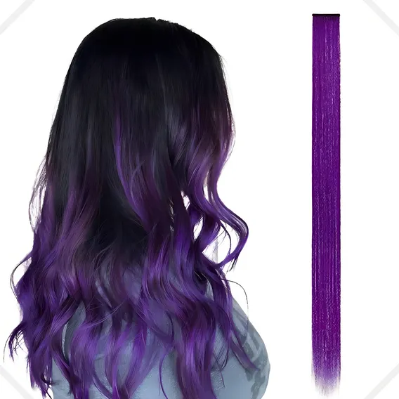 Cabelo Mechas Colorida Aplique Tic Tac 70cm Fibra Japonesa Cor Tic Tac Roxo Foto 1
