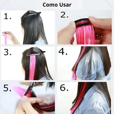 Cabelo Mechas Colorida Aplique Tic Tac 70cm Fibra Japonesa Cor Tic Tac Roxo Foto mini 4