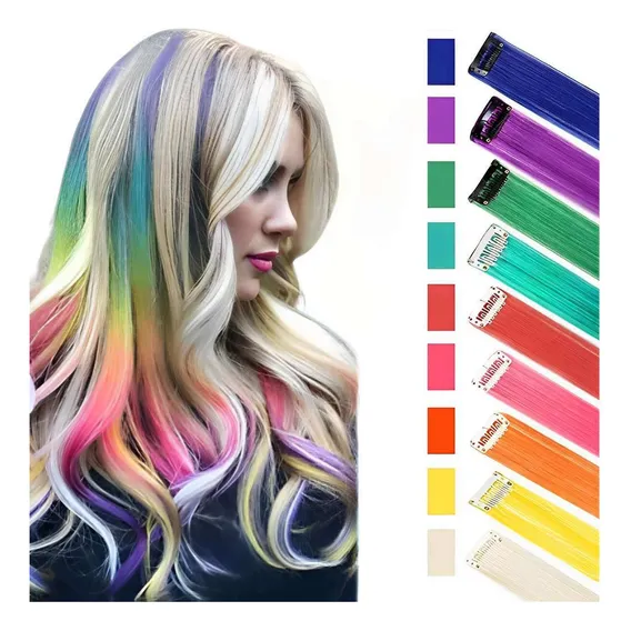 Cabelo Mechas Colorida Aplique Tic Tac 70cm Fibra Japonesa Cor Tic Tac Vermelho Foto 1