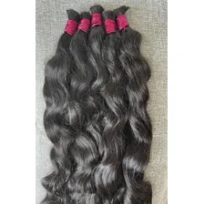 Cabelo Ondulado 60/65cm Humano Natural Preto 150 Gramas Foto mini 3