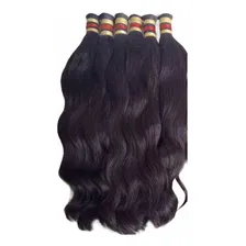 Cabelo Ondulado 70/75cm Humano Aplique Mega Hair -50gr Cor Ondulado Natural Castanho Medio Foto mini 2