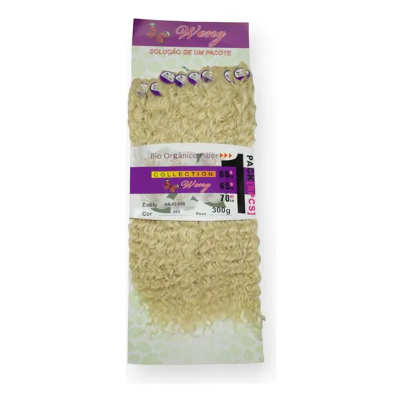 Cabelo Orgânico Cacheado Anjo Weng 70cm 270gr Para Entrelace Cor Platinado 613 Foto 1