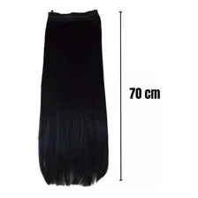 Cabelo Orgânico Liso Tic Tac Aplique Mega Hair 100% Organico Cor Preto ondulado Foto mini 3