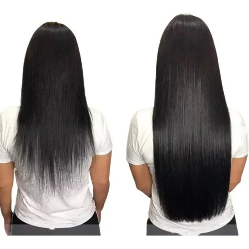 Cabelo Orgânico Liso Tic Tac Aplique Mega Hair 100% Organico Cor Preto ondulado Foto 1