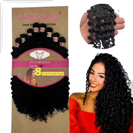 Cabelo Tela Orgânico Cacheado Super Star Brazuca 60cm Cor Preto #1 Foto 1