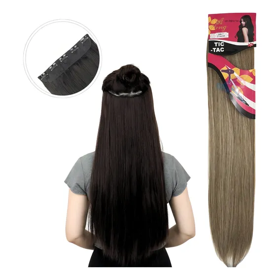 Cabelo Tic Tac 60cm 130g Fibra Organico Pode Ser Pranchado Cor Liso - #27/613 Foto 1