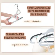 Cabide Antideslizante, Cabide Adulto Slim, Cabide Emborrachado Reforçado Com Gancho Giratório 360°, Cabide Grande - 42cm, Ideal para Calças, Camisetas, Camisas, Blusas, Jaquetas, Kit com 10 cabides Foto mini 2