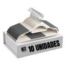Cabide Antideslizante, Cabide Adulto Slim, Cabide Emborrachado Reforçado Com Gancho Giratório 360°, Cabide Grande - 42cm, Ideal para Calças, Camisetas, Camisas, Blusas, Jaquetas, Kit com 10 cabides Foto mini 1