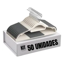 Cabide Antideslizante, Kit Com 50 Cabides, Cabide Adulto Slim, Cabide Emborrachado Reforçado Com Gancho Giratório 360°, Cabide Grande - 42cm, Ideal Para Calças, Camisetas, Camisas, Blusas, Jaquetas Foto  mini 1