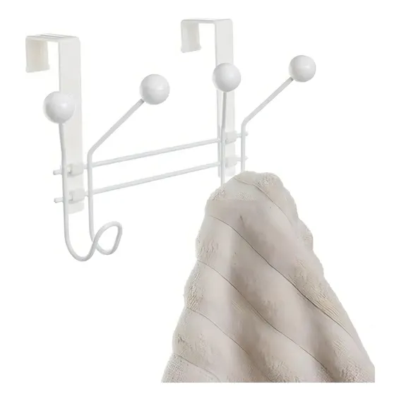 Cabide Com 2 Ganchos Para Porta Ou Parede Cor Branco Foto 1