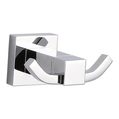 Cabide Duplo Para Toalha De Rosto Ou Banho Para Banheiro Quadrado Em Metal Cromado Linha Berlin Foto 1