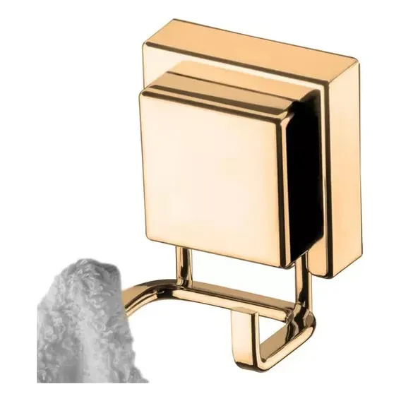 Cabide Gancho Duplo Multiuso Com Ventosa Dourado Future Foto 1
