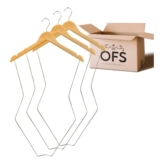 Cabide Madeira Silhueta Marfim Adulto Cabide Para Arara OFS OnlyforShop Foto 1