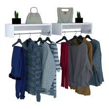 Cabideiro Arara 80x20x30p Roupas Branco Mdf Foto mini  2