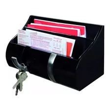 Cabideiro Mdf Porta Chaves Correspondências 2 Ganchos Preto - Pratk Foto  mini 1