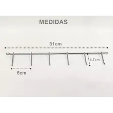 Cabideiro Multiuso 6 Ganchos Suporte De Parede Roupas Cromo Cor Prateado Foto mini 3