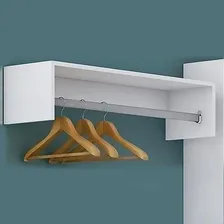 Cabideiro Prateleira Araras Roupas 60x20x25x Cm Mdf Branco Foto mini 3
