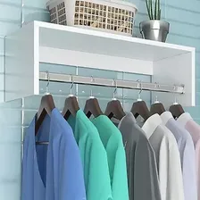 Cabideiro Prateleira Araras Roupas 60x20x25x Cm Mdf Branco Foto mini 2