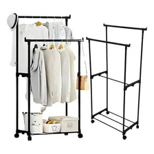 Cabideiros Cabideiro Multiuso Cabideiro Resistente Arara, Cabideiro e Organizador com Sapateira Compacto Preto Foto mini 2