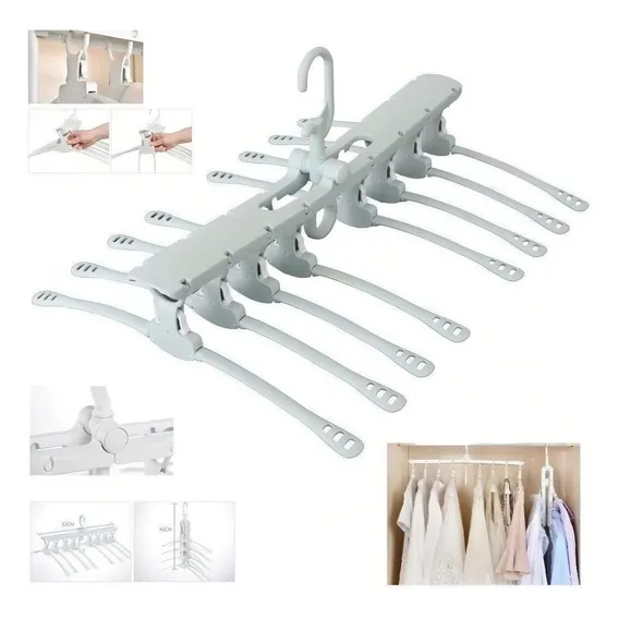 Cabideiros Organizador Roupas Articulado Compacto Dobrável Cor Branco Foto 1