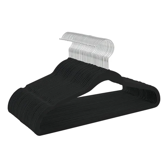 Cabides Veludo Infantil Slim Ultrafino Preto - 50 Foto 1