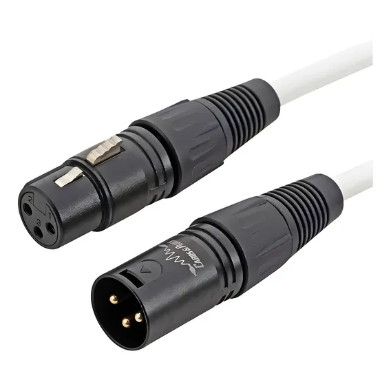 Cabo 2m Xlr Macho - Fêmea Fio Branco Balanceado Microfone Foto 1