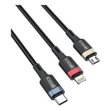 Cabo 3 Em 1 Carregar Celular Universal Type C V8 E Lightning Foto mini 2