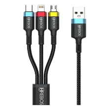 Cabo 3 Em 1 Carregar Celular Universal Type C V8 E Lightning Foto mini 4