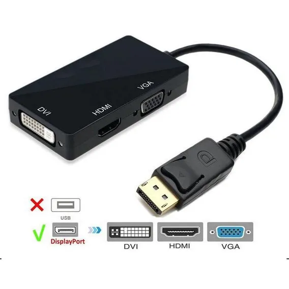 Cabo Adaptador Conversor Displayport Para Hdmi/vga/dvi Foto 1