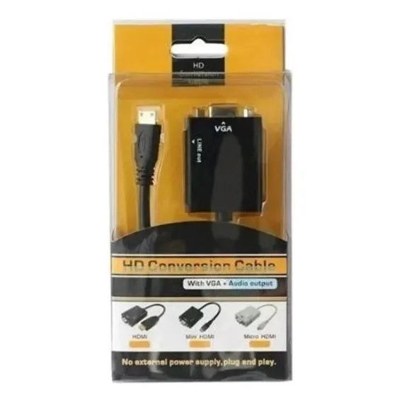 Cabo Adaptador Conversor Hdmi Para Vga Com Saída P2 Áudio Foto 1