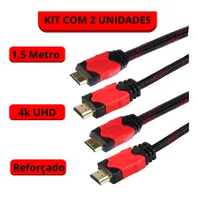 Cabo Adaptador Mini Hdmi 4k 1,50m Reforçado Nylon Kit 2 Un Foto mini  2