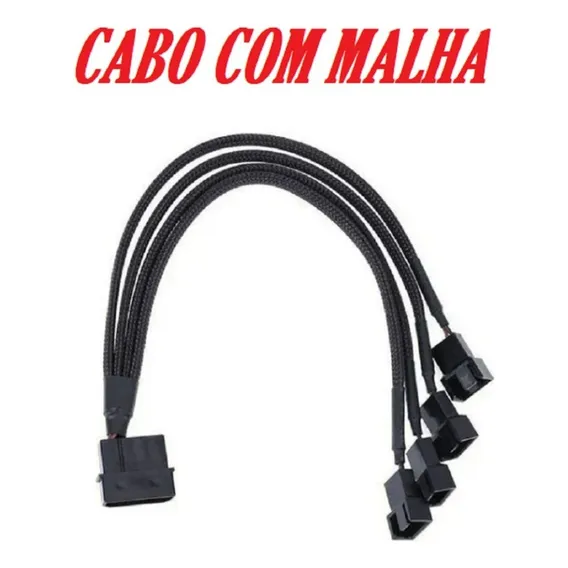 Cabo Adaptador Multi Fan Molex P/ 4 Coolers 3 E 4 Pinos Foto 1