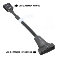 Cabo Adaptador Usb 3.0 19 Pinos M Para Usb 2.0 De 9 Pinos F Foto mini 3