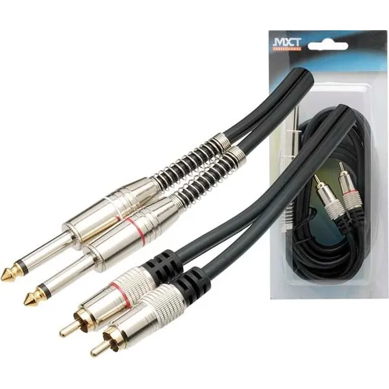 Cabo Audio Auxiliar 2 Rca X 2 P10 Mono Blindado Profissional Foto 1