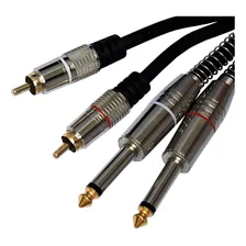 Cabo Audio Auxiliar 2 Rca X 2 P10 Mono Blindado Profissional Foto mini 4