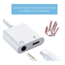 Cabo Carregador Adaptador Usb-c Para Cabo Auxiliar De Áudio Cor Branco Foto mini 4