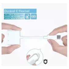 Cabo Carregador Adaptador Usb-c Para Cabo Auxiliar De Áudio Cor Branco Foto mini 3