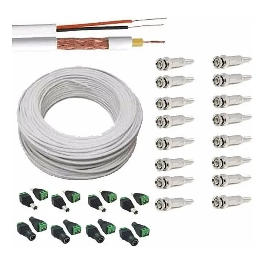 Cabo Cftv 4mm Bipolar 150m C/16 Conector Bnc E16 P4 .v15c32c Foto 1